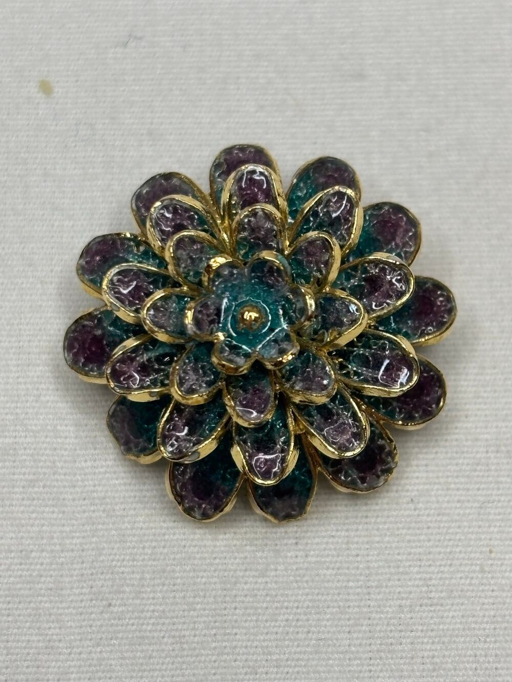 Vintage Enamel Flower - Signed 800 #6199